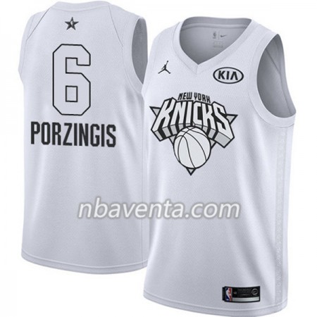 Camiseta Hombre New York Knicks Kristaps Porzingis 6 2018 All Star Jordan Brand Blanco Swingman